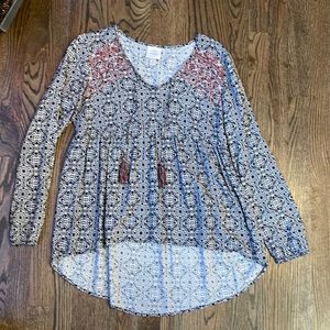 Knox Rose Blue and Red Patterned Blouse